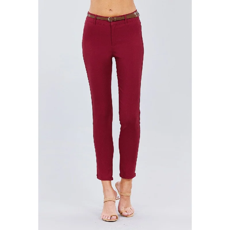 Urban Chic Belted Textured Long Pants