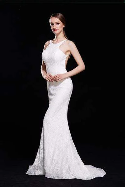 Urban Chic J'Adore Dresses - J12002 Allover Lace Backless Ruffle Accent Mermaid Gown Urban Chic J'Adore Dresses - J12002 Allover Lace Backless Ruffle Accent Mermaid Gown