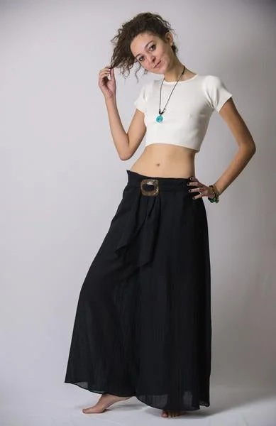 Soft Clothing Womens Solid Color Palazzo Pants in Black