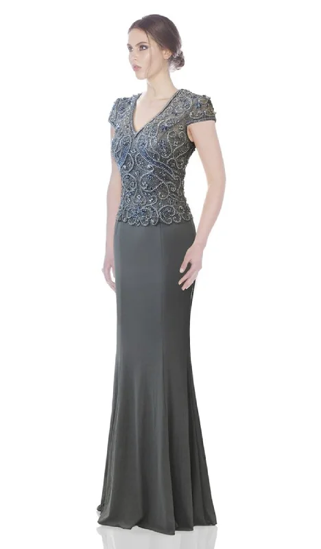 Soft Comfort J'Adore Dresses - J7058 Beaded Embellished V Neck Bodice Jersey Dress Soft Comfort J'Adore Dresses - J7058 Beaded Embellished V Neck Bodice Jersey Dress