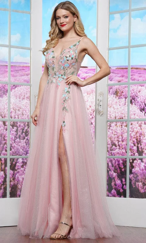 Soft Trends Colors Dress 3612 - Sleeveless Embroidered Prom Gown