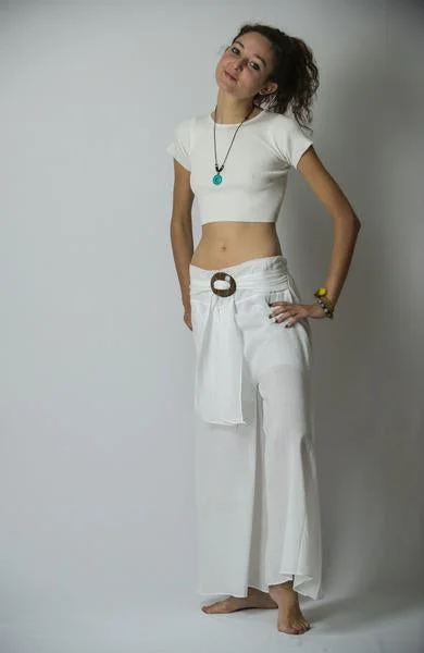 Cozy Knits Womens Solid Color Palazzo Pant in White