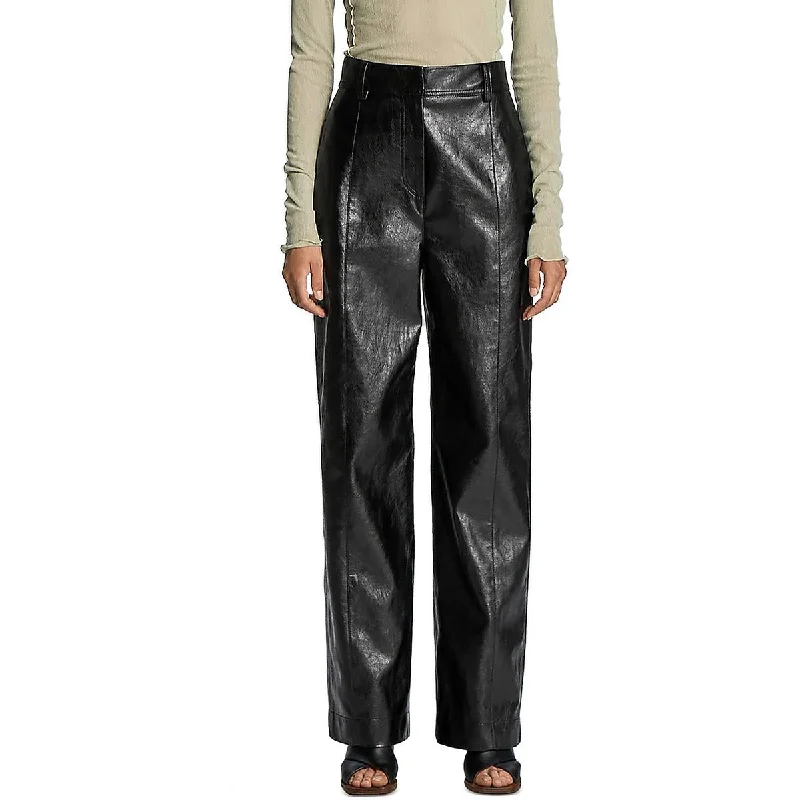 Cozy Essentials Wear Lvir Womens Faux Leather Flared Pants