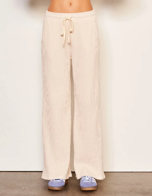 Breezy Comfort Sundry Thermal Wide Leg Pant in Oyster