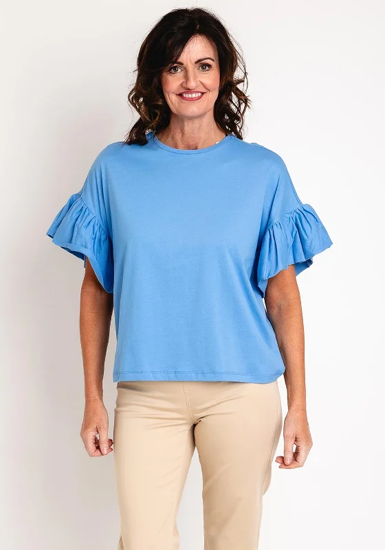 Effortless Outfits Masai Dalit Flare Cuff T-Shirt, Blue Bonnet