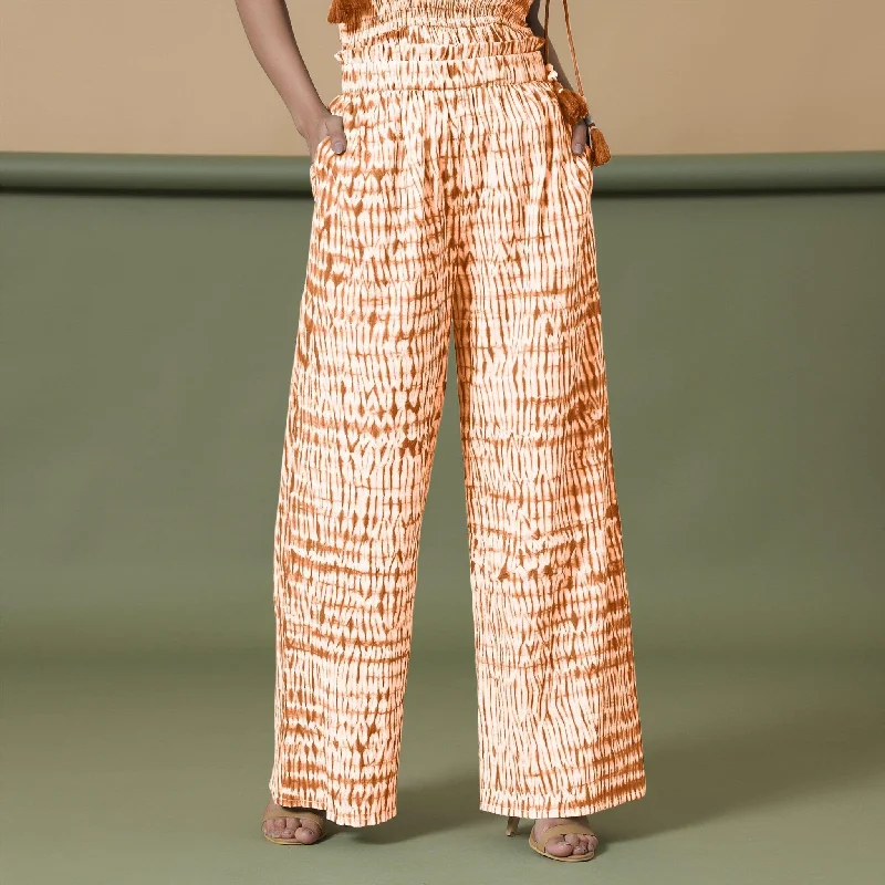 Soft Textures Orange Tie-Dye Cotton High-Rise Elasticated Wide Legged Pant