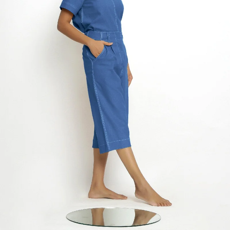 Soft Wearables Powder Blue Handspun Cotton Mid-Rise Culottes