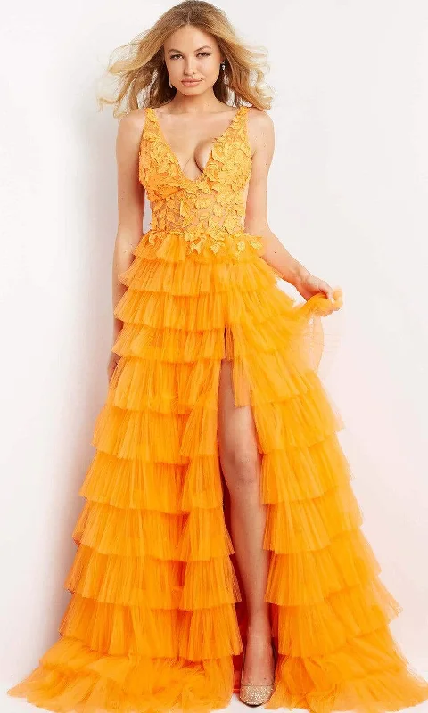 Soft Casuals Jovani - 08239 Lace Bodice Shirred Tulle Gown