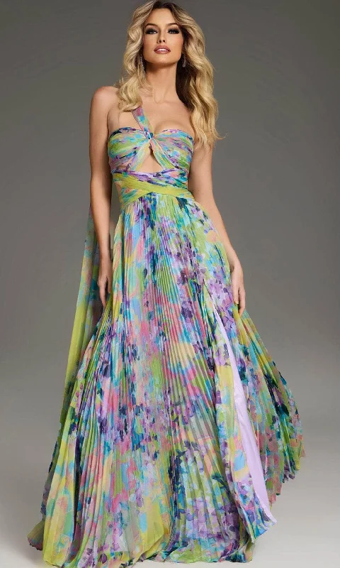 Easy Comfort Style Jovani 38688 - High Slit Floral Printed Prom Gown