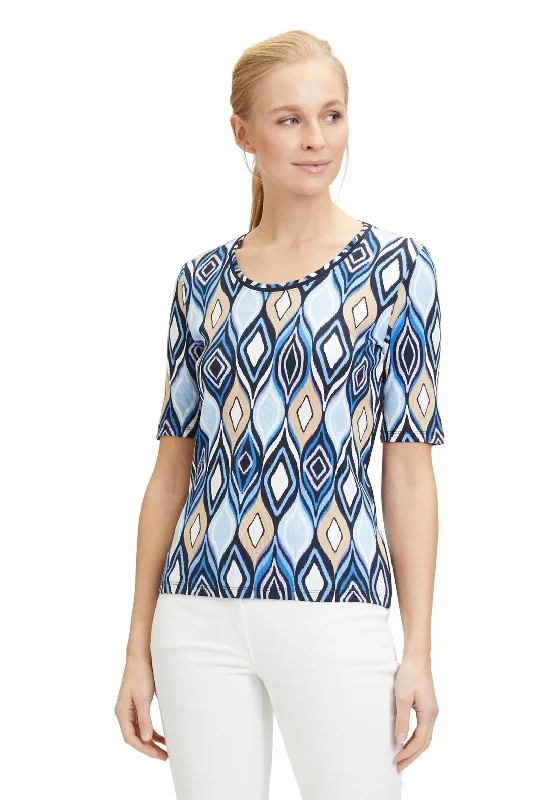 Simple Looks Betty Barclay Round Neck Ogee Print T-Shirt, Light Blue