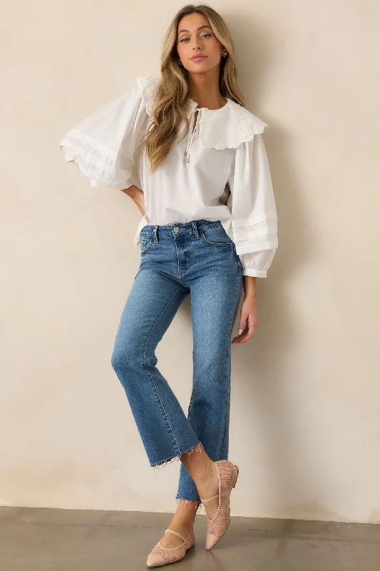 Breezy Comfort Nightfall Spark Medium Wash Cropped Flare Jeans