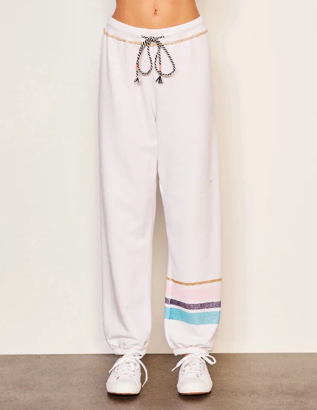 Fashionable Comfort Sundry Jogger Stripe in Optic White