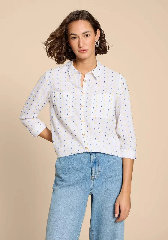 Cozy Lounge Wear White Stuff Sophie Organic Cotton Print Shirt, Ivory Multi