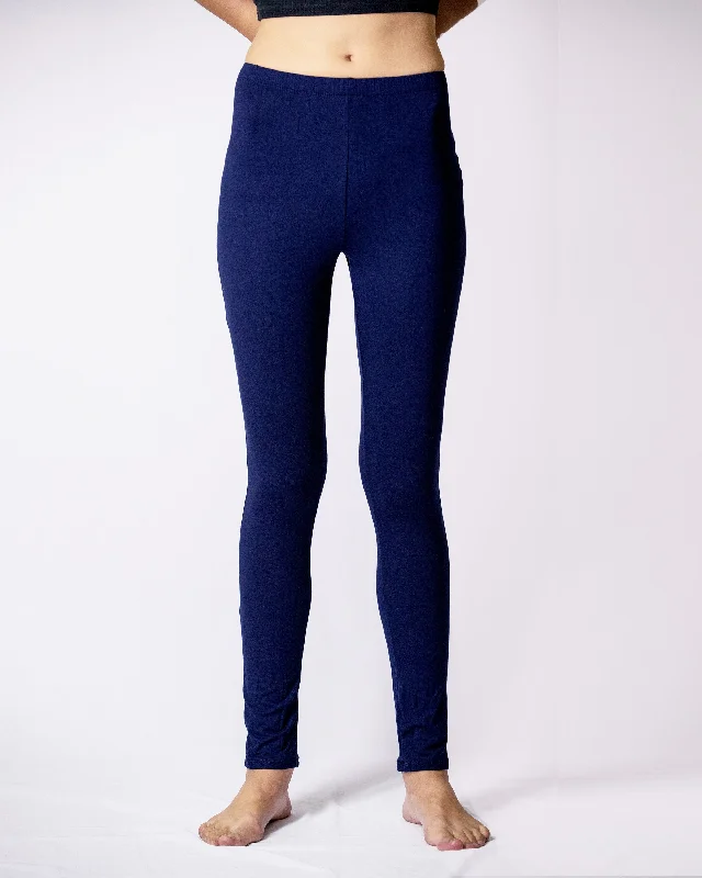 Simple Chic Womens Solid Color Yoga Leggings in Navy