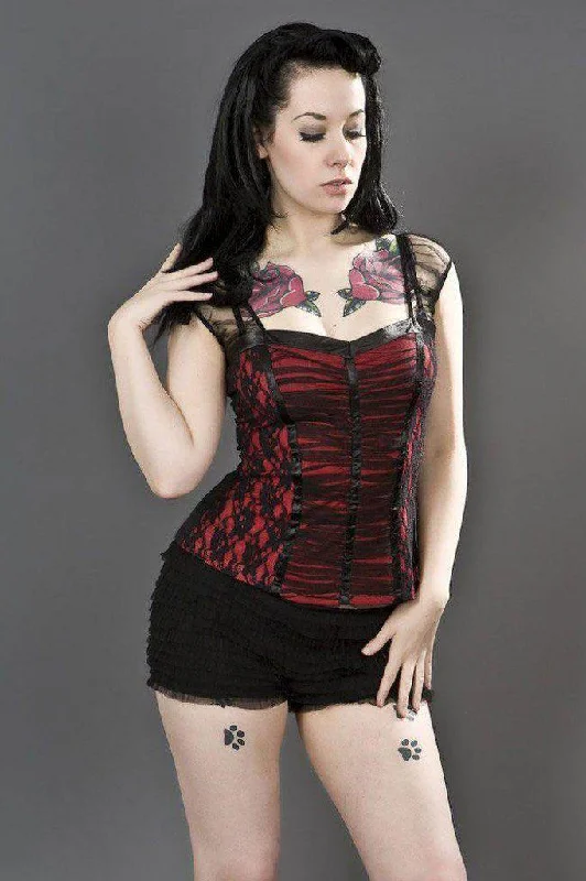 Comfortable Tops Maria Cotton Gothic Top With Black Lace Overlay