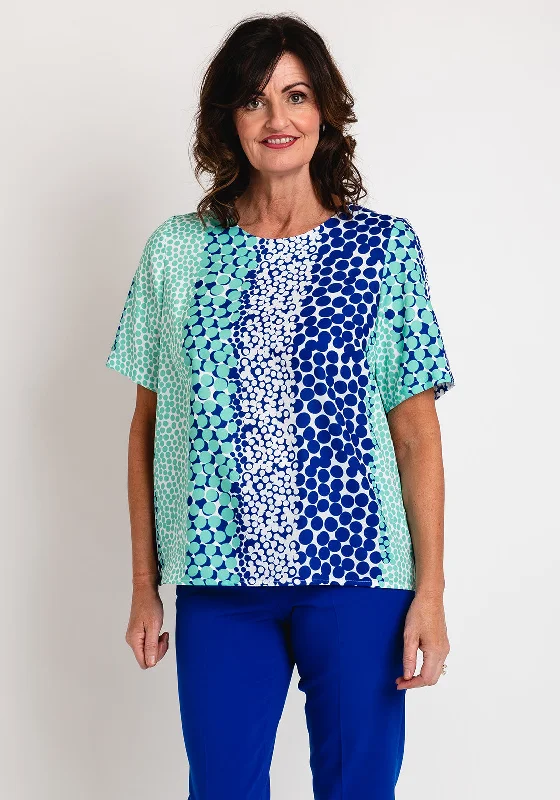 Comfortable Fashion Looks Avalon Dot Print Short Sleeve Top, Green & Blue