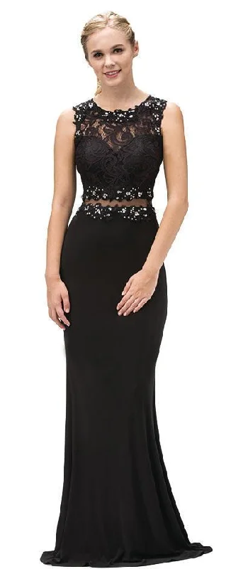 Effortless Looks Dancing Queen Two Piece Laced Dress in Black 9321