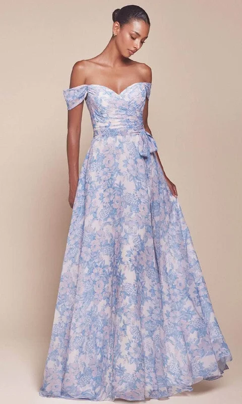 Comfy Chic Wear Cinderella Divine 7441 - Floral Print A-Line Evening Gown