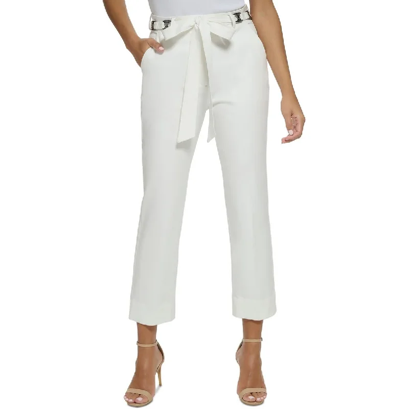 Soft Feel Donna Karan Womens Belted Cotton Cropped Pants