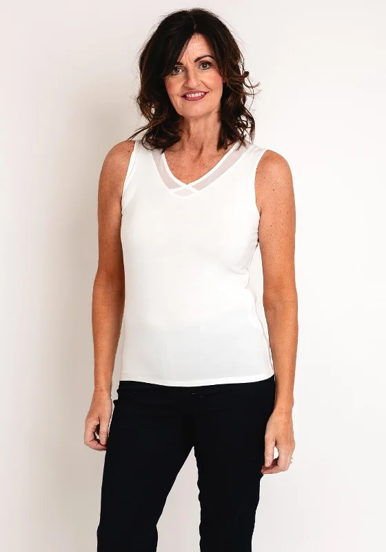 Stylish Ease Barbara Lebek Contrast V Neck Vest Top, White