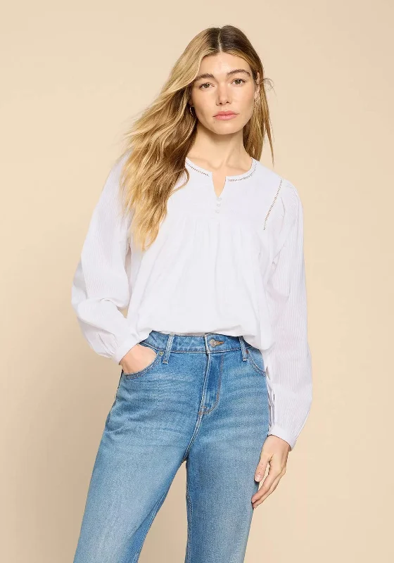 Sporty Wear White Stuff Esme Embroidered Flowy Top, Brilliant White
