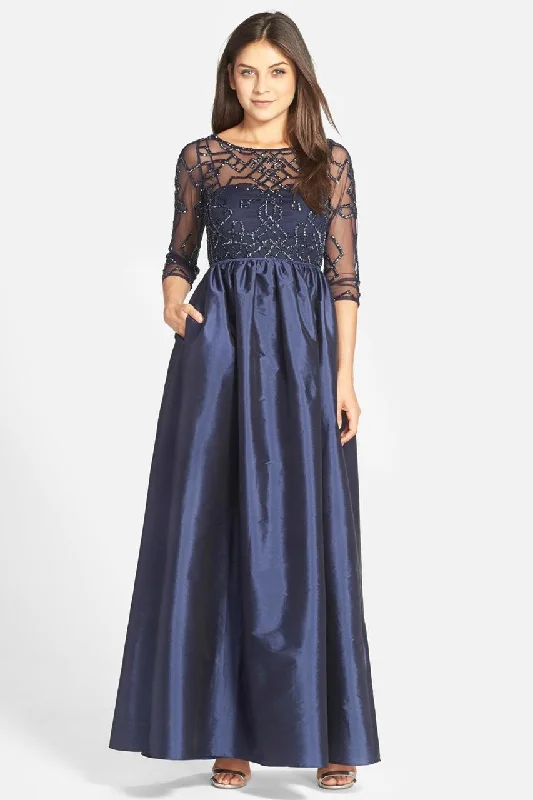 Cozy Lounge Wear Adrianna Papell - 91912620 Quarter Sleeve Illusion Taffeta Gown - 1 pc Navy in size 10 Available Cozy Lounge Wear Adrianna Papell - 91912620 Quarter Sleeve Illusion Taffeta Gown - 1 pc Navy in size 10 Available