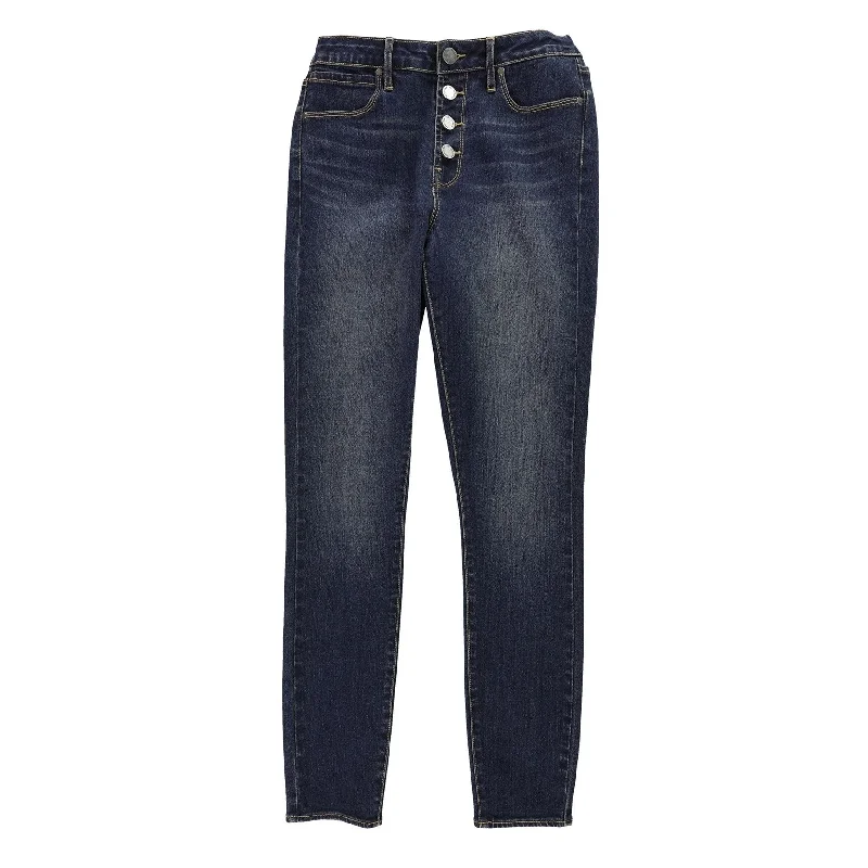 Casual Ease Articles of Society Womens 4-Button Fly Skinny Fit Jeans, Blue, 26