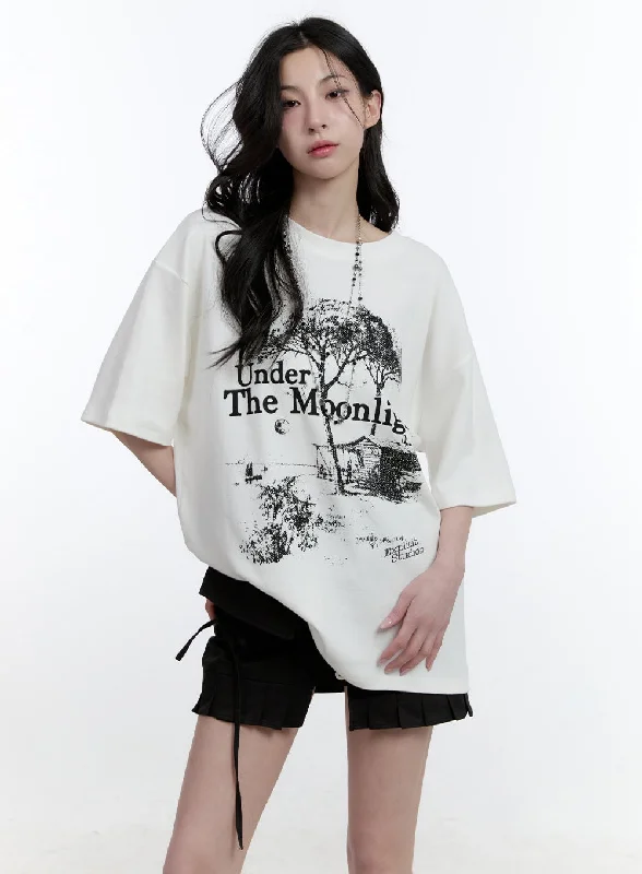 Soft Feel Warm Graphic Oversized T-Shirt CJ520