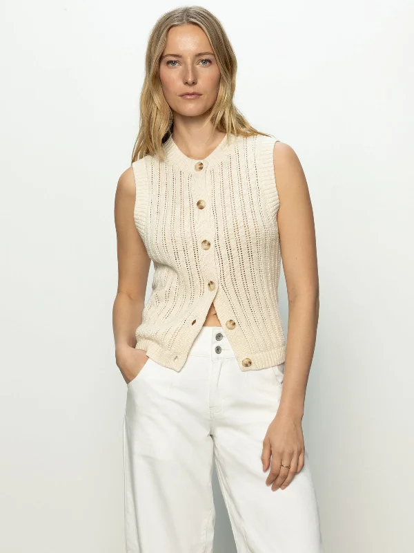 Light Fit Pointelle Shell Sweater Eco Natural