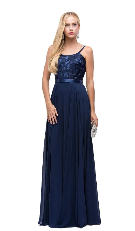 Comfortable Tops Dancing Queen - 9914 Embroidered Scoop A Line Evening Dress