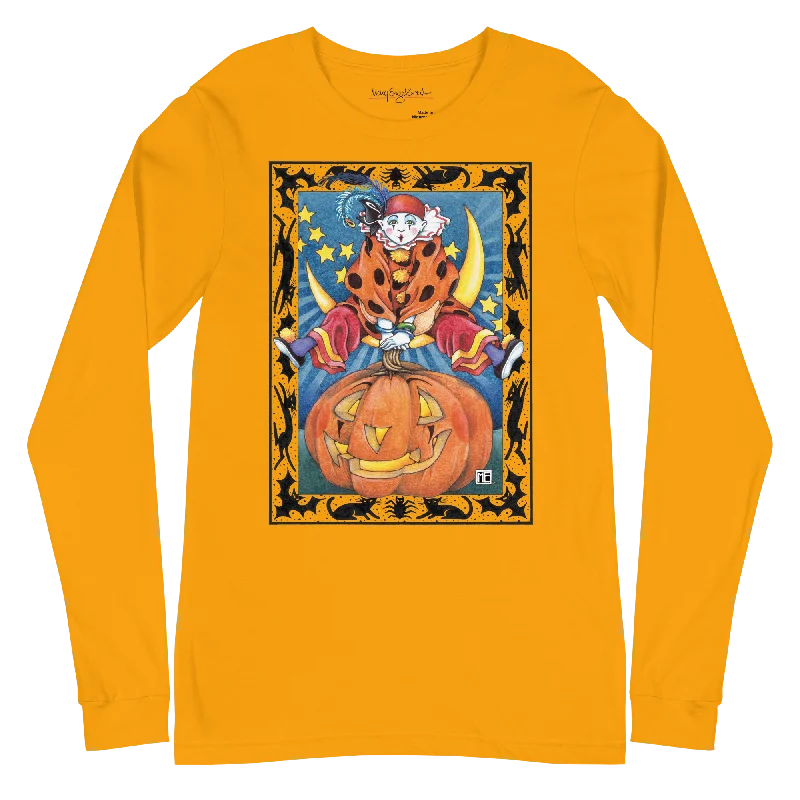 Cozy Lounge Wear Clown Jumping Over Pumpkin Unisex Long Sleeve T-Shirt