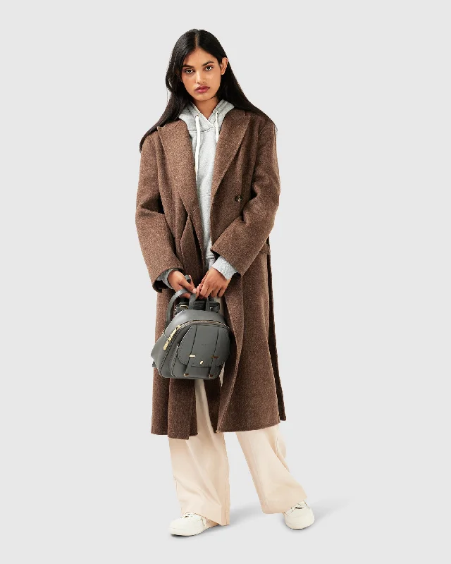 Cozy Essentials Right There Side Tie Coat - Walnut