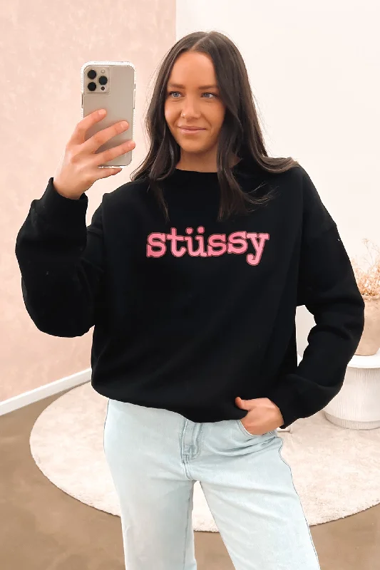 Trendy Layers Typewriter Oversized Crew Black