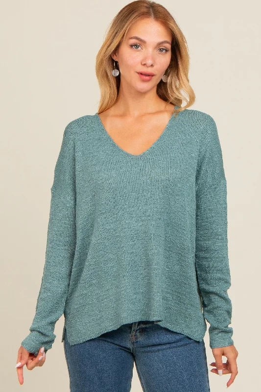 Sporty Wear Jade V-Neck Basic Sweater