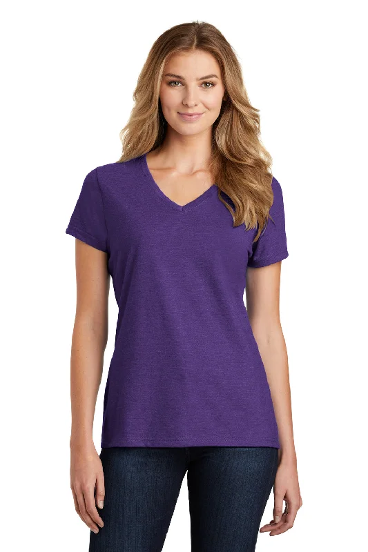 Comfortable Lounge Wear Port & Company Womens Fan Favorite Short Sleeve V-Neck T-Shirt - Heather Team Purple