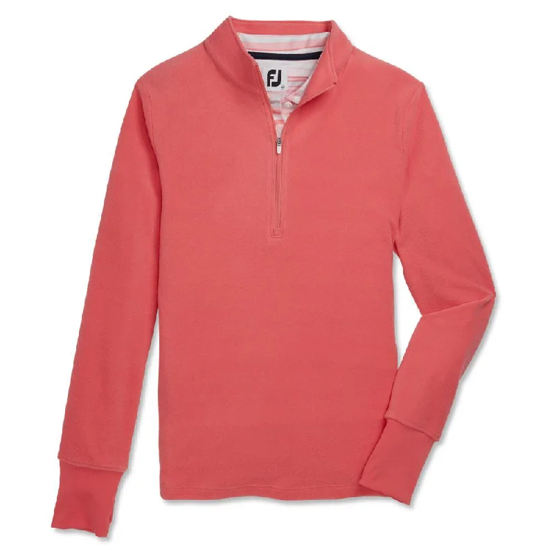 Relaxed Tops FootJoy Half-Zip Fleece Mid Layer Golf Pullover Bright Coral - FA23 Women