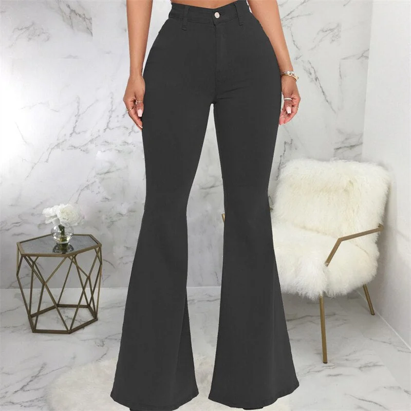 Soft Comfort Wear Women Flared Jeans For Women High Waist Stretch Slim Streetwear Denim Trouser Flared Pants Lady Blue Casual Denim Boot Cut Pants Soft Comfort Wear Women Flared Jeans For Women High Waist Stretch Slim Streetwear Denim Trouser Flared Pants Lady Blue Casual Denim Boot Cut Pants