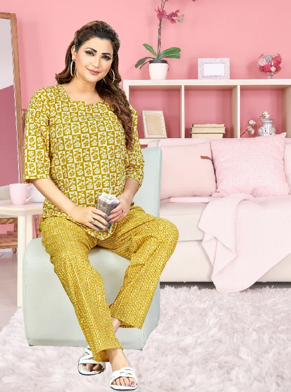 Relaxed Tops MANGAI Premium Cotton Printed Cambric Night Suits | Stylish Print's All Over | Top & Bottom Set | 3/4 Sleeve | Trendy Night Suits for Stylish Women's (CMNS) Relaxed Tops MANGAI Premium Cotton Printed Cambric Night Suits | Stylish Print's All Over | Top & Bottom Set | 3/4 Sleeve | Trendy Night Suits for Stylish Women's (CMNS)