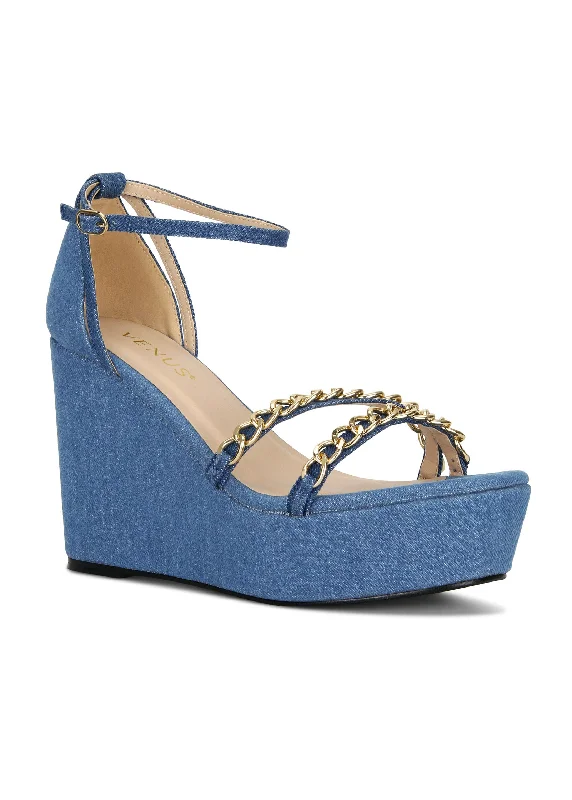 Simple Comfort Denim Wedge - Denim Blue