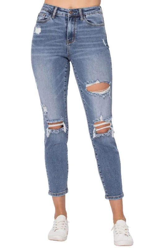 Relaxed Fit Wear Destroyed Slim Fit Jean In Light Blue