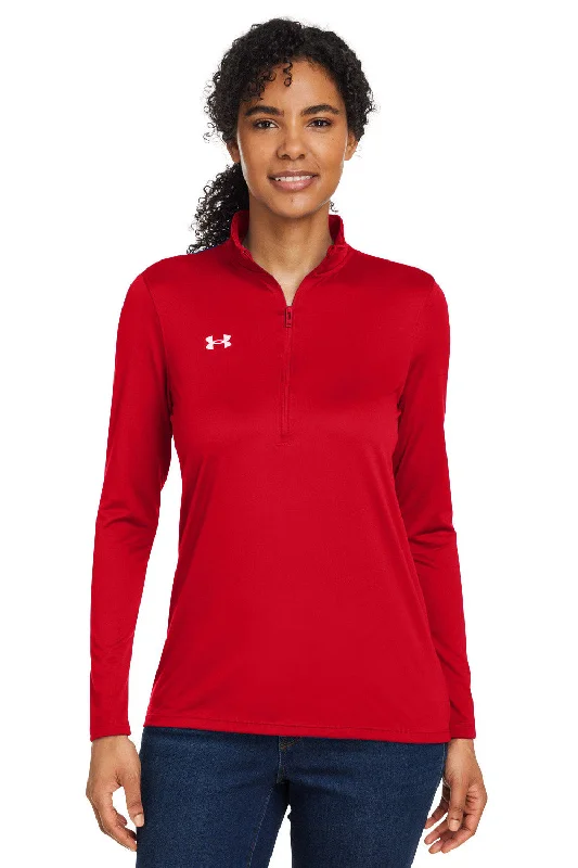 Relaxed Tops Under Armour Womens Team Tech Moisture Wicking 1/4 Zip Sweatshirt - Red