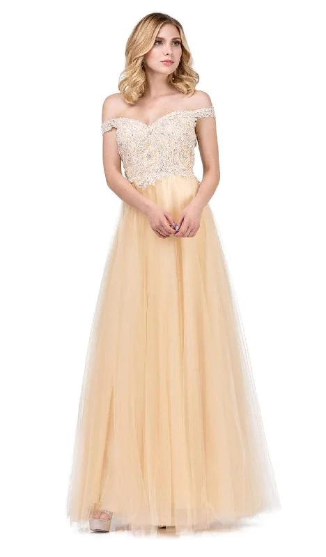 Soft Trends Dancing Queen - 2538 Embroidered Off-Shoulder A-line Gown