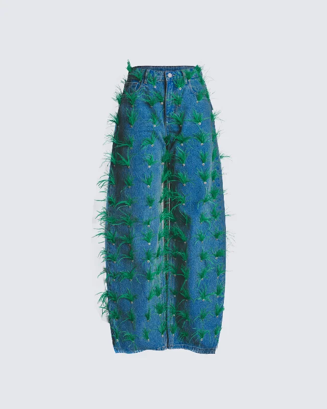 All-Day Outfits Zia Blue Denim Feather Straight Leg Pant