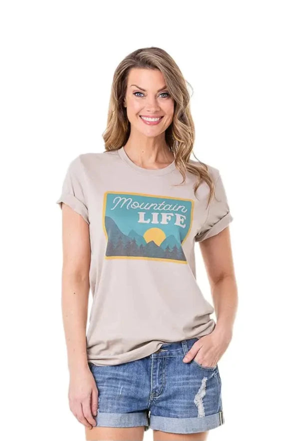 Cozy Lounge Wear Mountain Life Graphic T-Shirts