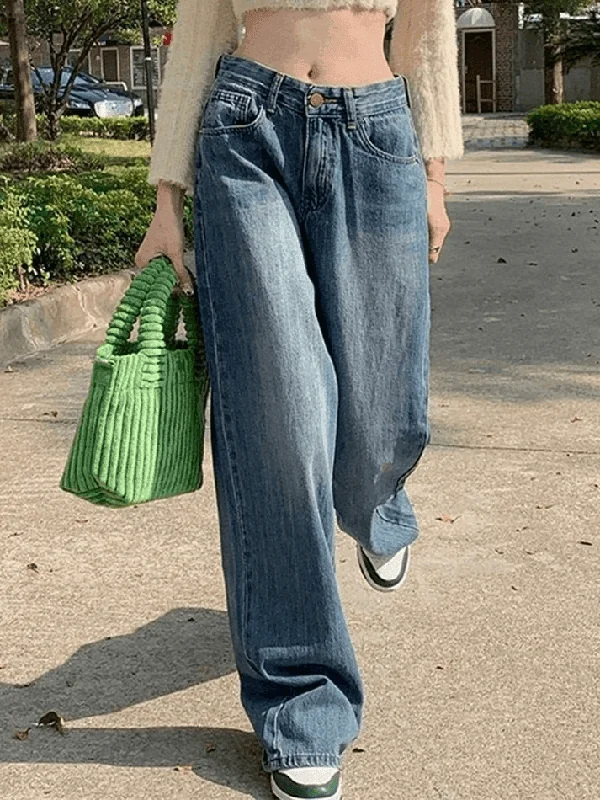 Trendy Dresses Faded Denim Baggy Boyfriend Jeans
