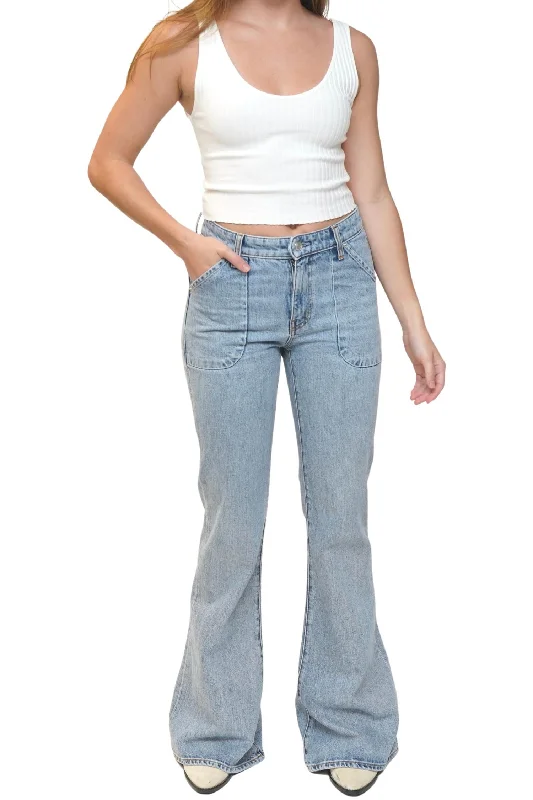 Soft Clothing High Rise Bell Jeans In Lake