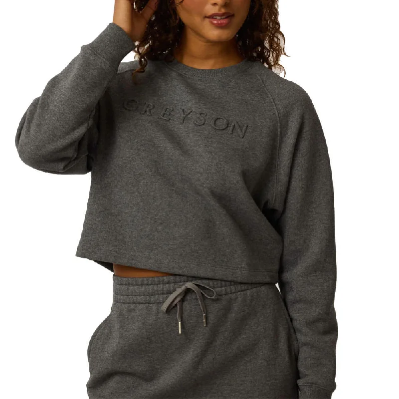 Cozy Fashion Greyson Aspen Cropped Crewneck Golf Sweater Smoke Heather - FA24 Women