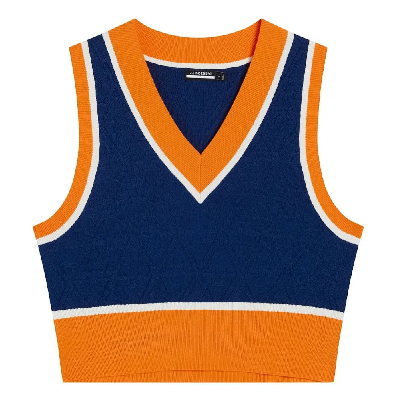 Cozy Outerwear J.Lindeberg Barbados Knitted Golf Vest Estate Blue - FW23 Women