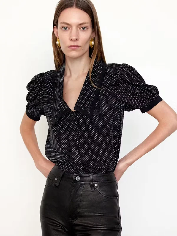 Relaxed Fashion The Polka Dot Sailor Blouse - Black Multi