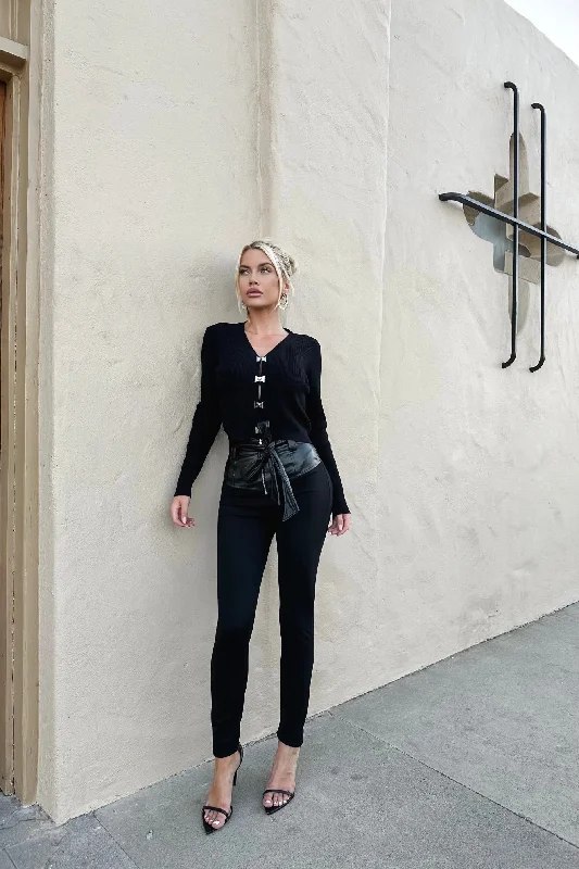 Sporty Comfort Maya Leather Trim Zipper Leggings